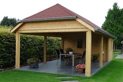 Tuinhuis op maat zithoek wolfsdak